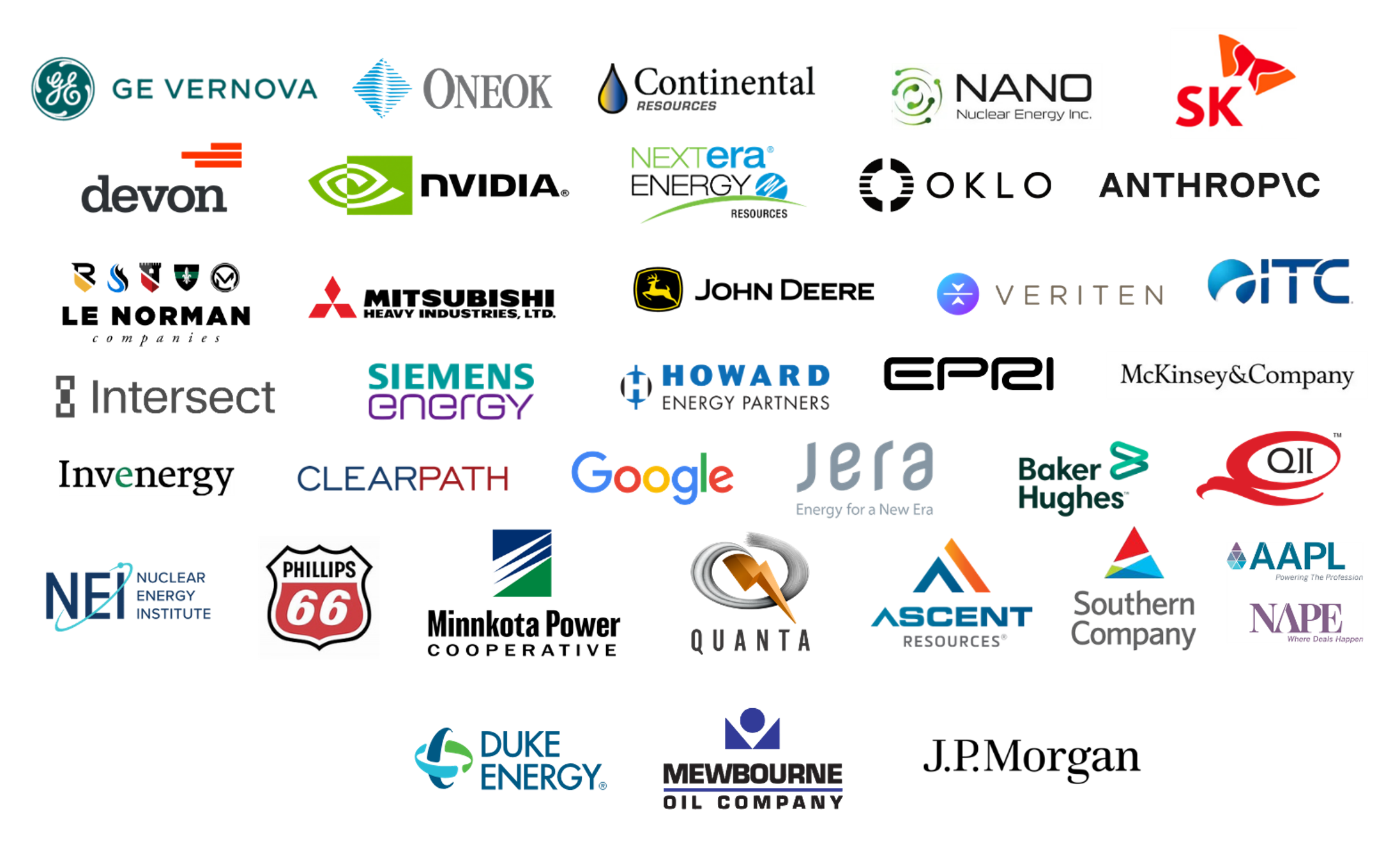 AE+AI Sponsor logos arranged in tile format, ranging from financial to energy companies